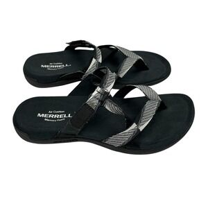 Merrell EUC Mendi Thong Sandals Women's 6 Black White J000788 Performance